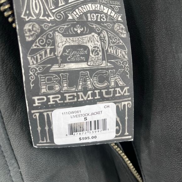 AFFLICTION Leather Jacket Women's Small NWT #99 Livestock Biker MMA Cross Zipper - Picture 8 of 16